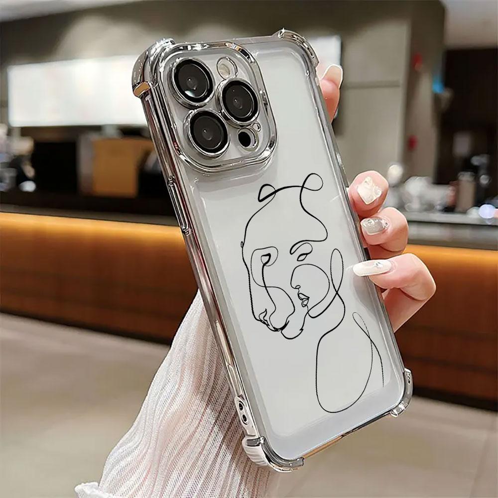 Animal Woman Girl Face Line Funda For iPhone 17 Pro 16 15 14 13 12 11 Pro Max Case 17 Plus 17E 16E 17Air Silicone Phone Cover