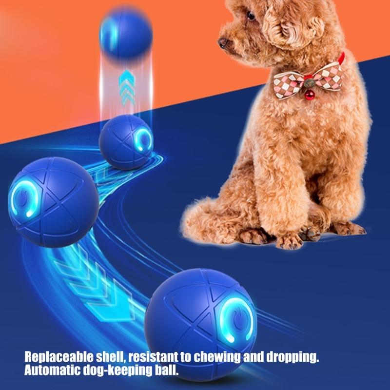 Rechargeable Ball Toy Interactively Dog Ball Toy with Sound Maker and Teeth Cleaning For Dog Motion And Auto Playing