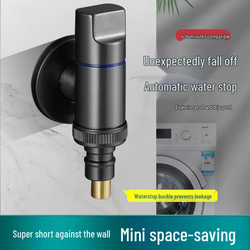 Pure Copper Automatic Shut-off Washing Machine Faucet - Multi-functional Angle Valve, Thickened Mini Design