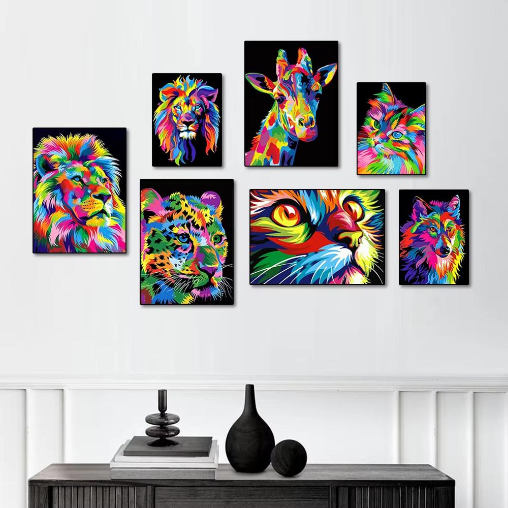 Peinture au Diamant 5D DIY Animaux Lion Chat Tigre Kit de Point de Croix Broderie Diamant Ronde Complète Mosaïque Artistique Image de Strass