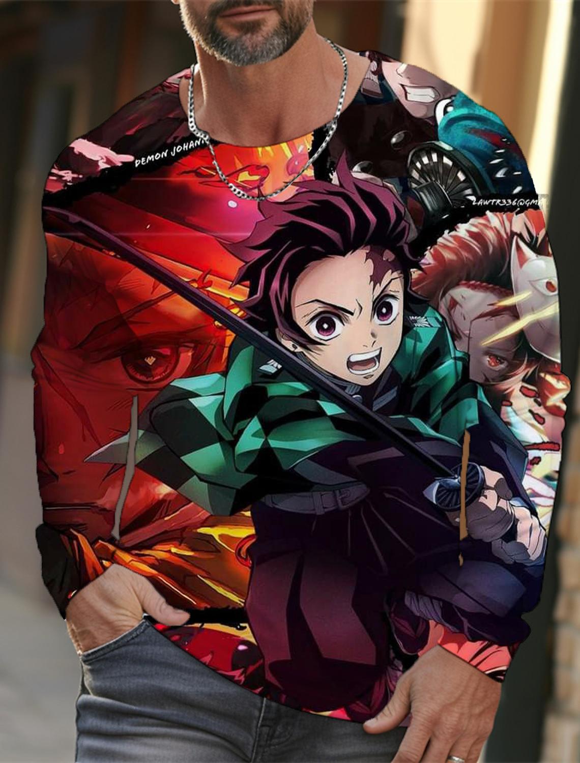 

Футболка мужская с длинным рукавом, 3D-печать, аниме-печать, мужская футболка с длинным рукавом, осенние топы, футболка с принтом HD S