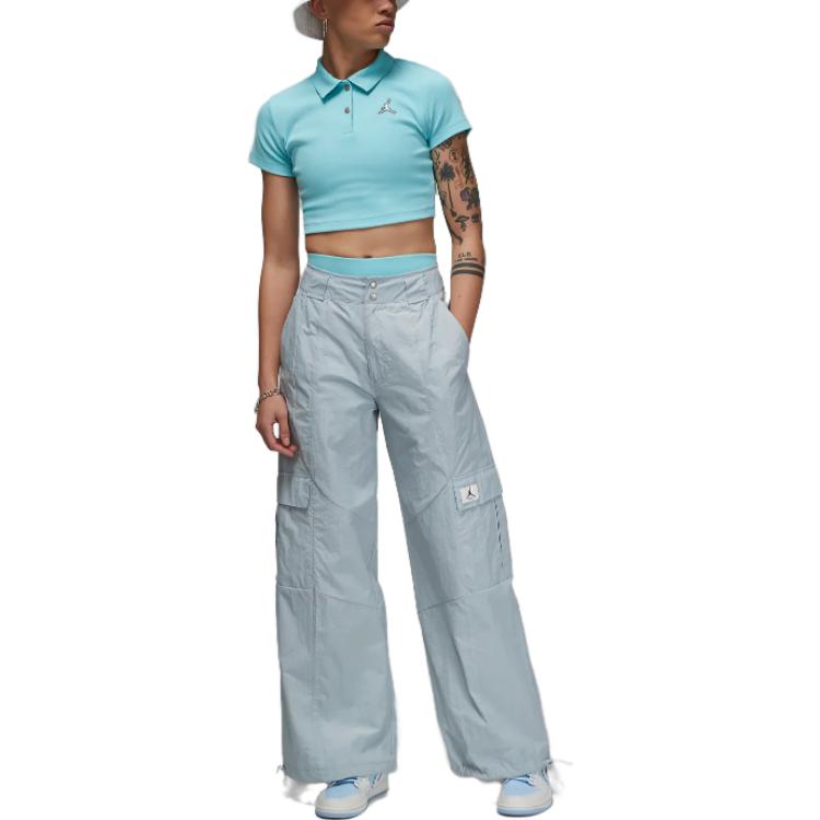 Jordan Crop Tops Women's Light Blue Lapel Moderate DZ3333-464