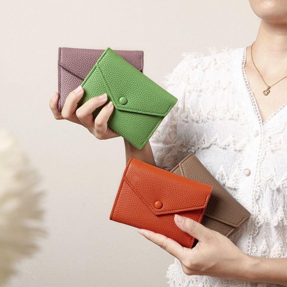Korean Style PU Leather Wallet Multi-card Slot Small Purse Bag Simple Envelope Short Wallet  Girls