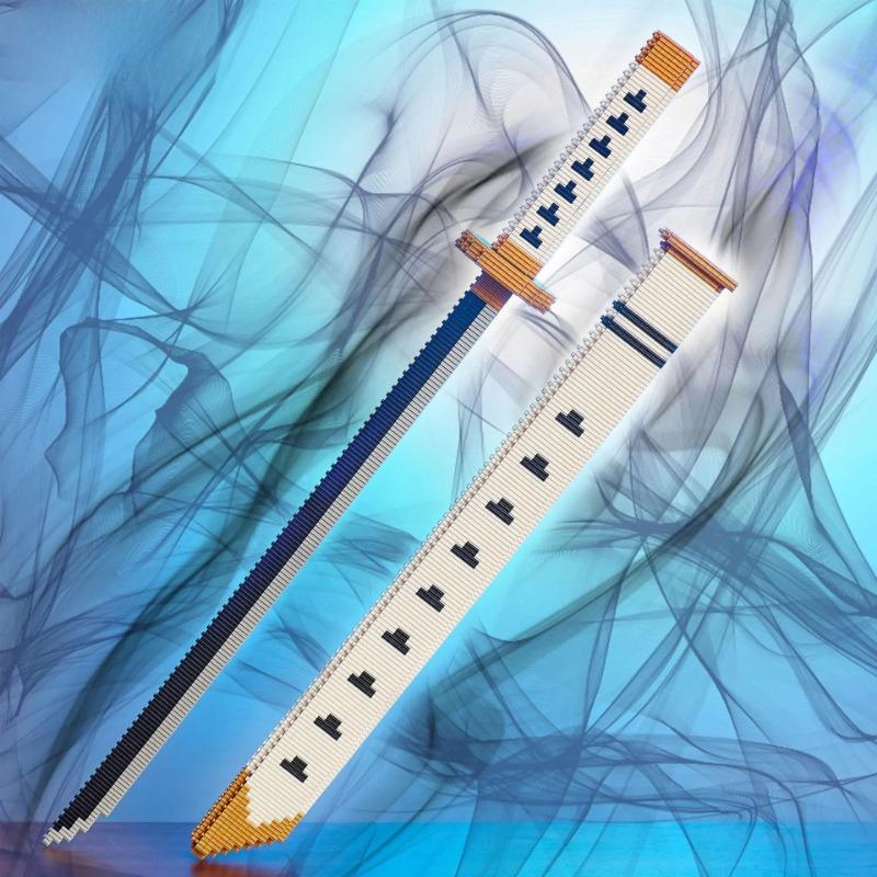 One Piece Schwert Linkgo Micro Bausteine Roronoa Zoro Sandai Kitetsu DIY Zusammengebaute Verbindung Mini Ziegel Spielzeug