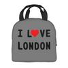 I Love London Text Print Lunch Box Waterproof Thermal Cooler Food Insulated Lunch Bag Kids for Kids Portable Picnic Tote Bags