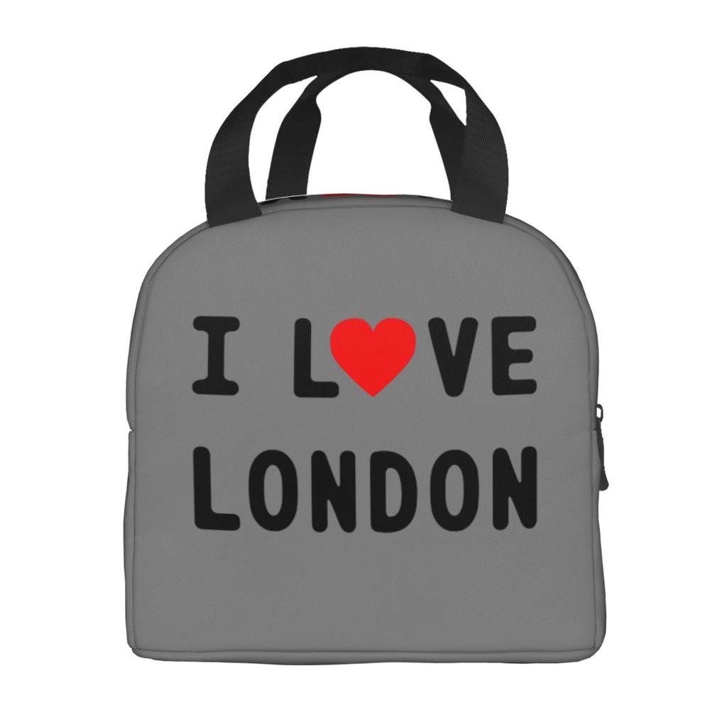 I Love London Text Print Lunch Box Waterproof Thermal Cooler Food Insulated Lunch Bag Kids for Kids Portable Picnic Tote Bags