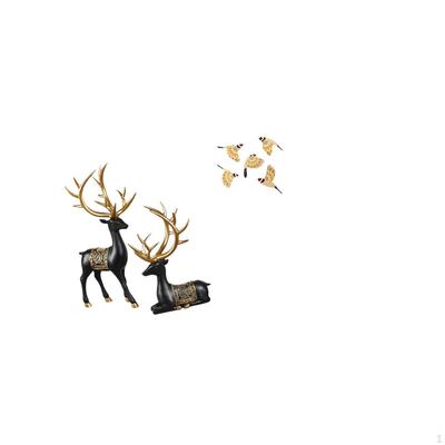 Reindeer Elk Resin Statue And Wooden Bird Wall Art Sculpture Collection for Housewarming Wedding