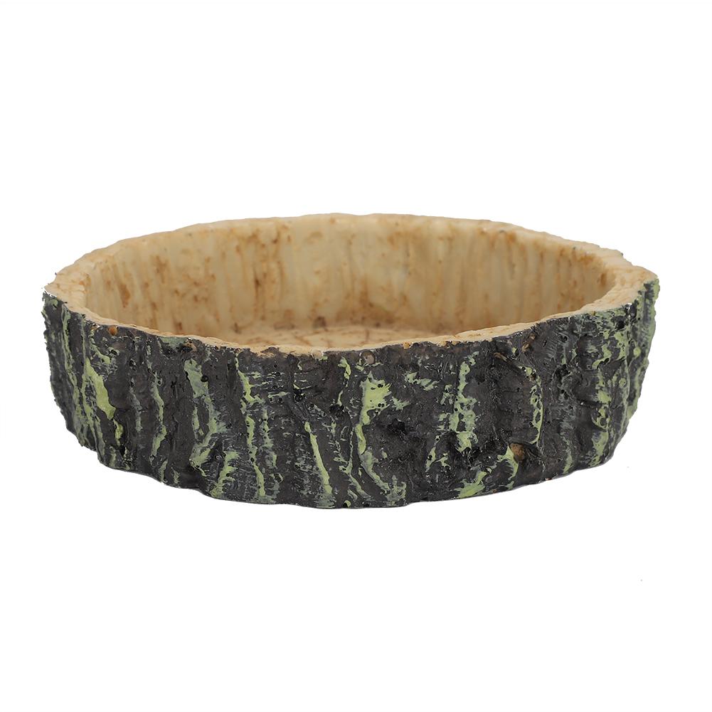 Reptile Water Dish Food Bowl Synthetic Resin Round Pet Eating Pot for Tortoise Terrapin