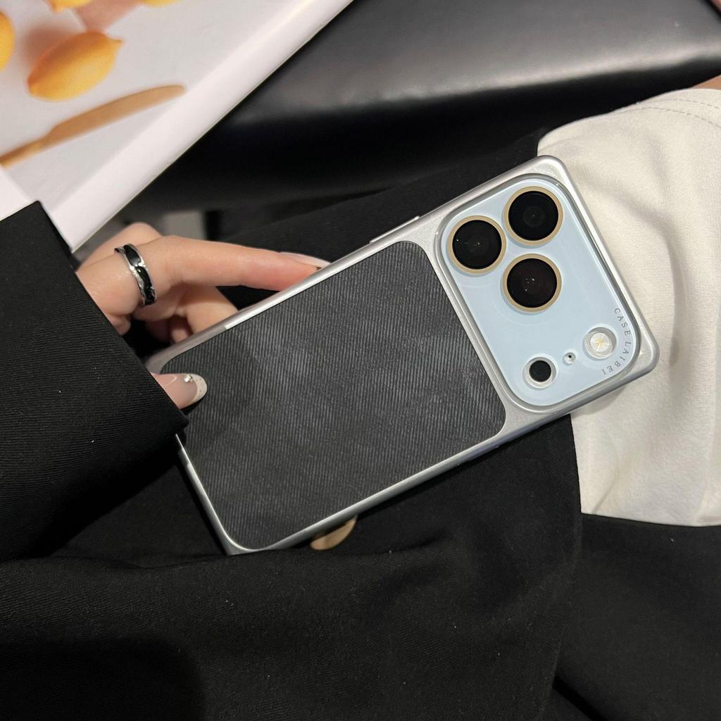 Square Crystal Lens Denim Case for iPhone 17 Pro Max/16 Pro Full Coverage 14/15