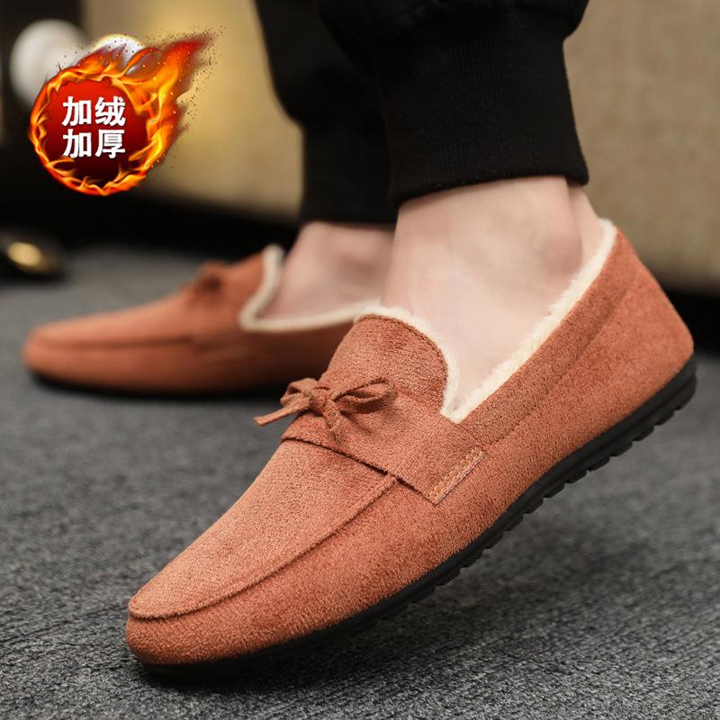 

Зимние теплые плюшевые балетки для женщин с бантом, удобные мягкие хлопковые туфли на подошве, женские слипоны, нескользящая повседневная обувь 46 коричневый