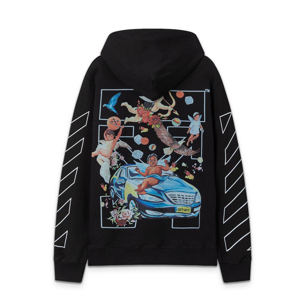 9085 Off-White 2026 Autumn New OW Angel Car Pattern Printed Men's and Women's Hoodie
