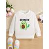 European Size Unisexs Cute Cartoon Avocado Cat Print Crew Neck Sweatshirt, Kids Clothes For Fall Winter