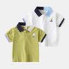 Summer Children's Short-Sleeved Polo Shirt for Boys, Half-Sleeved Bear Top, Baby Color-Blocked Collar, Fashionable Collared Shirt Clothing