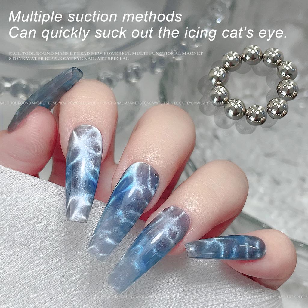 10Pcs Round Magnetic Bead Set For Nail Art Multi-Functional Strong Magnet Stones for Water Wave Ripple Cat Eye Design Nail Tools