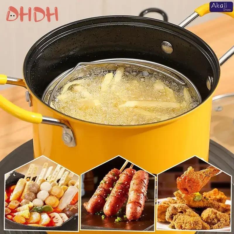 3L Fritös med silkorg med skållningssäkert silikonhandtag Värmebeständig fritös Pommes frites-verktyg