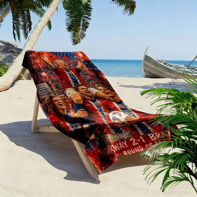 Haaland'S Dynamic Leap Manchester City'S Star Forward Action Beach Towel Portable For Travel Beach Towel For Vacation Photos Swim Seaside