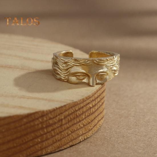 Unisex Ring Half Face Polished Alloy Goddess Venus Adjustable Opening Ring for Party Date Casual Life Finger Jewelry