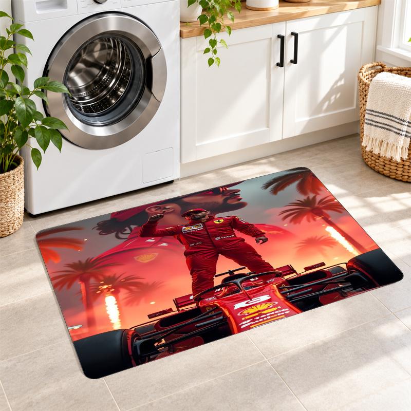 Flannel Kitchen Mat Lewis Hamilton Soft Area Rug Non Slip Floor Carpet Home Decoration