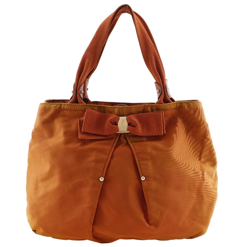 

Salvatore Ferragamo Misvara Tote Bag AB-21B672 Vara ribbon Orange Nylon ribbon Women Used