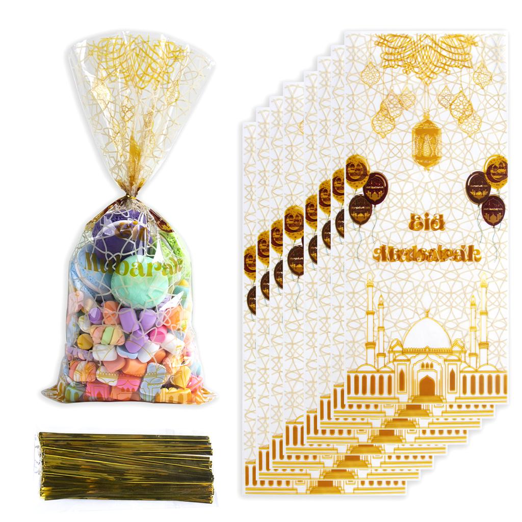 50pcs Ramadan Kareem Gift Bags Eid Mubarak Plastic Candy Cookie Bag 2025 Islamic Muslim Party Decor Eid Al-fitr Ramadan gifts