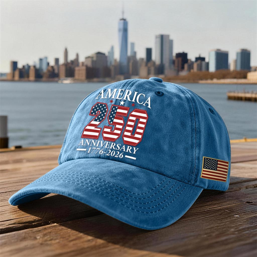 Unisex USA 250th Anniversary Printed Distressed Washed Baseball Cap | Patriotic Vintage Hat For Celebrations
