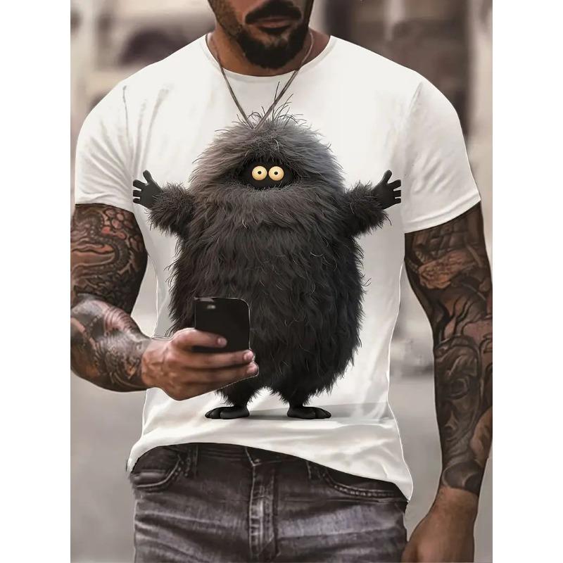 Letní pánské tričko s krátkým rukávem Zvířecí potisk Ležérní oversized svetr s výstřihem Móda Streetwear Pánské oblečení Kočičí trička