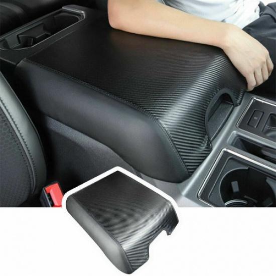 Auto Center Armrest Box Covers Leather Covers Carbon Fiber for Ford F-150 15-20