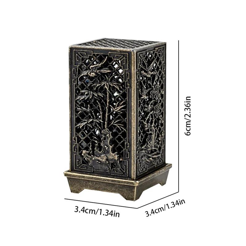 Square Vertical Incense Burner Small Xiangyun Alloy Incense Holder Indoor Aromatherapy Home Ornament Chinese Plum Inense Burners