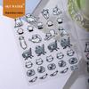 Korean Style Cute Cat Line Art Nail Stickers – Jelly Adhesive
