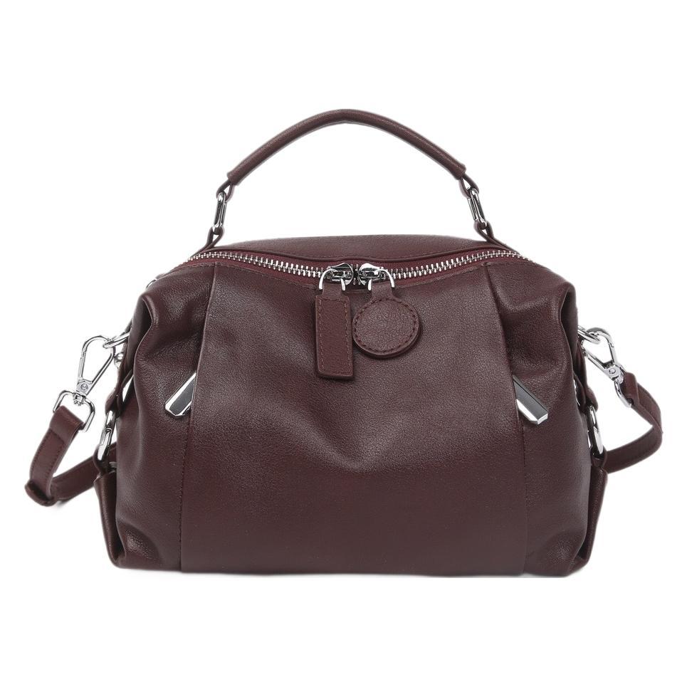 European and American Niche Handbag New First Layer Cowhide Leather Boston Shoulder Bag Versatile Retro Commuter Crossbody Bag