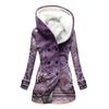 Women's Large Jacket With Warm And Plush Classic RetroPrinted Hooded Button Jacket With Pockets