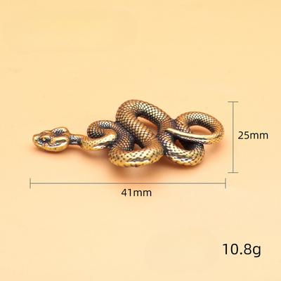 Brass Snake Shaped Keychain Pendant, Creative Boutique Transportation Gift, Portable Zodiac Pendant