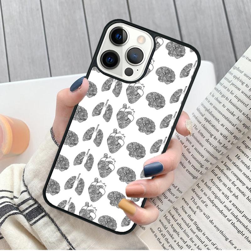 Human Organs Brain Phone Case for iPhone 17 Air 16 15 14 12 13 PLUS 11 PRO MAX Cover Fundas Shell