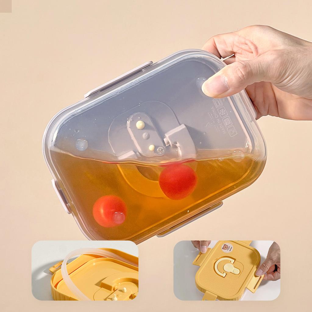 Large Capacity Plastic Bento Box With Compartment Microwave Heatable Divided Lunch Box For Kids Students Leak-proof Food Box