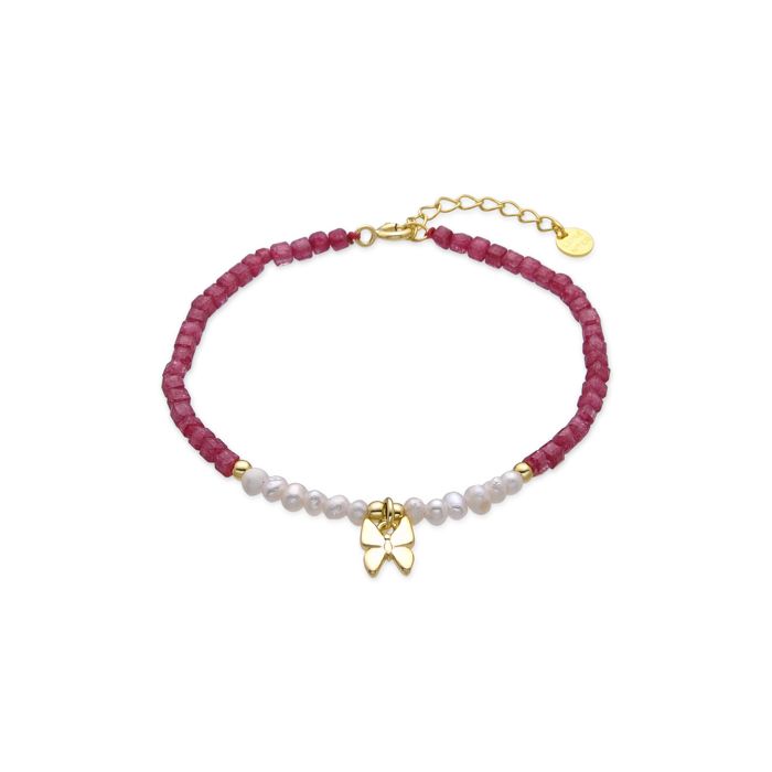 Bracelet - LUXENTER - Gamme Argent 925 - Argent sterling 925 - Or jaune 18k - Perle blanche
