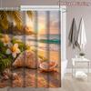 4Pcs Tropical Beach Shower Curtain Set with Non-Slip Bath Mat, Toilet Lid Cover, Contour Rug & 12 Hooks, Bathroom Decor