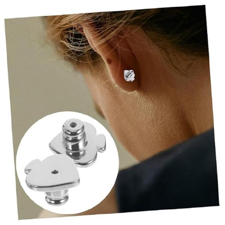 4 Pieces Safe Lock Earring Backs Locking Earring Backs Earring Plugs Heart Shaped Earring Backs Ear Jewelry Accessories