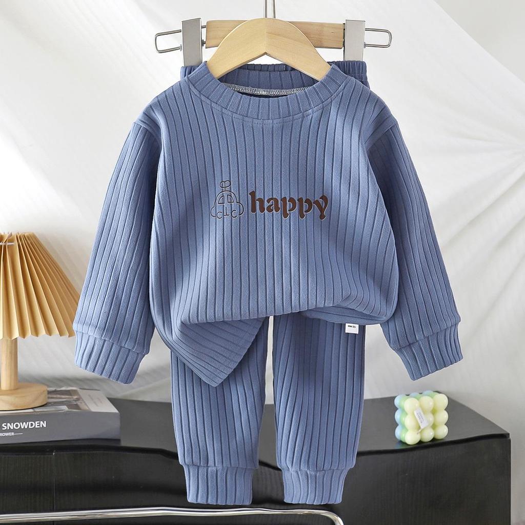 Children's Autumn & Winter Warm Home Set: Infant Clothes & Trousers for Boys & Girls