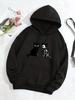 2025 American Style Cat Pattern Hooded Sweatshirt - Loose Fit for Autumn/Winter