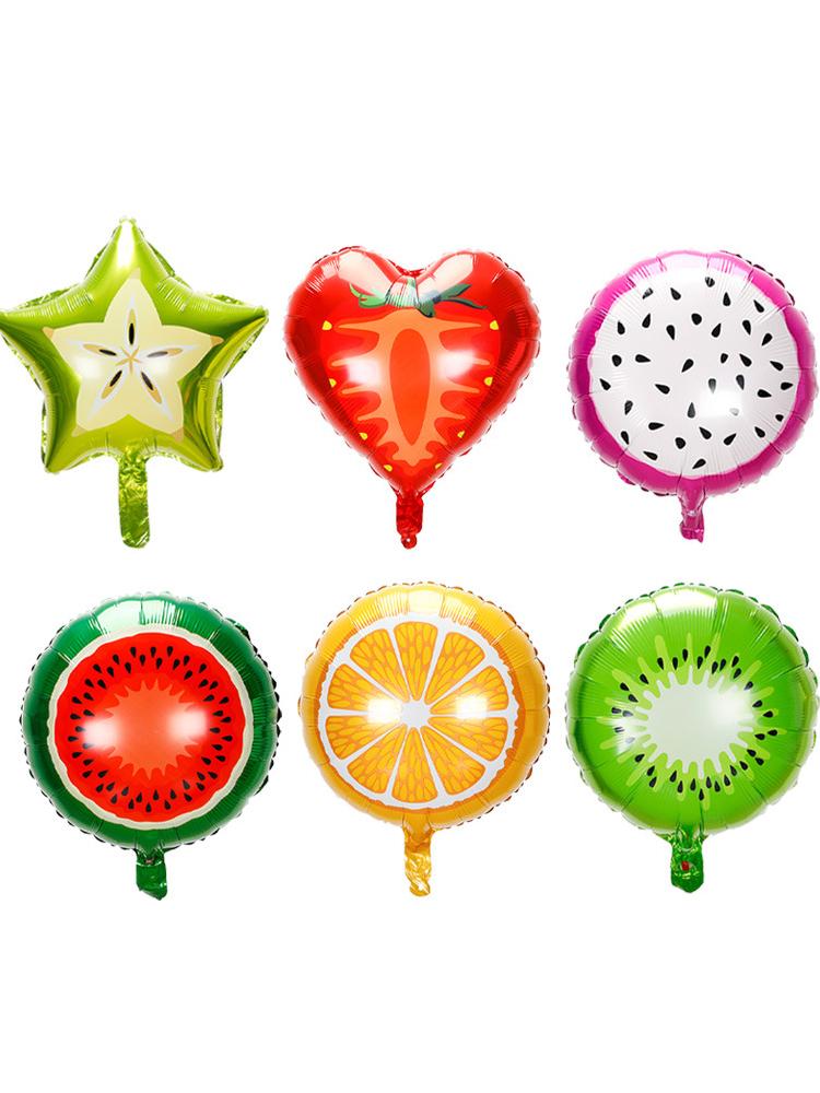 5Pcs 18Inch Fruit Watermelon Strawberry Orange Fruit Aluminum Foil Balloon Round Children'S First Birthday Party Decoration Toys