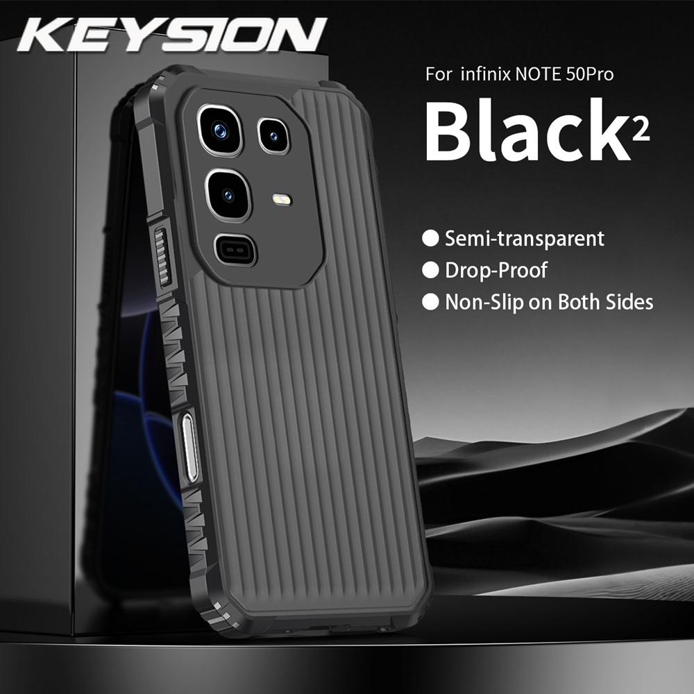 KEYSION Heavy Duty Shockproof Phone Case for Infinix Note 50 Pro 4G Silicone+PC Translucent Matte Cover for Infinix Note 50 4G
