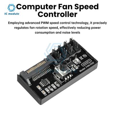 PWM Computer Fan Speed Controller 60W High-Power Hub Sata DC Power Controller for PC Four-Wire Fan Speed Control