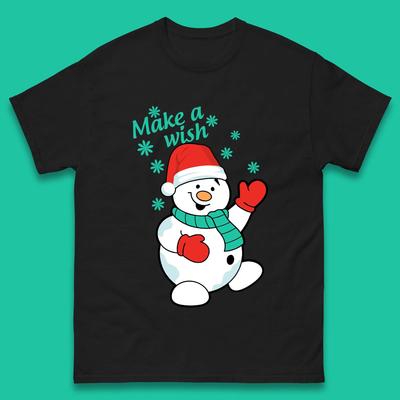 Make A Wish Snowman Christmas Mens T-Shirt Womens Tops Tees