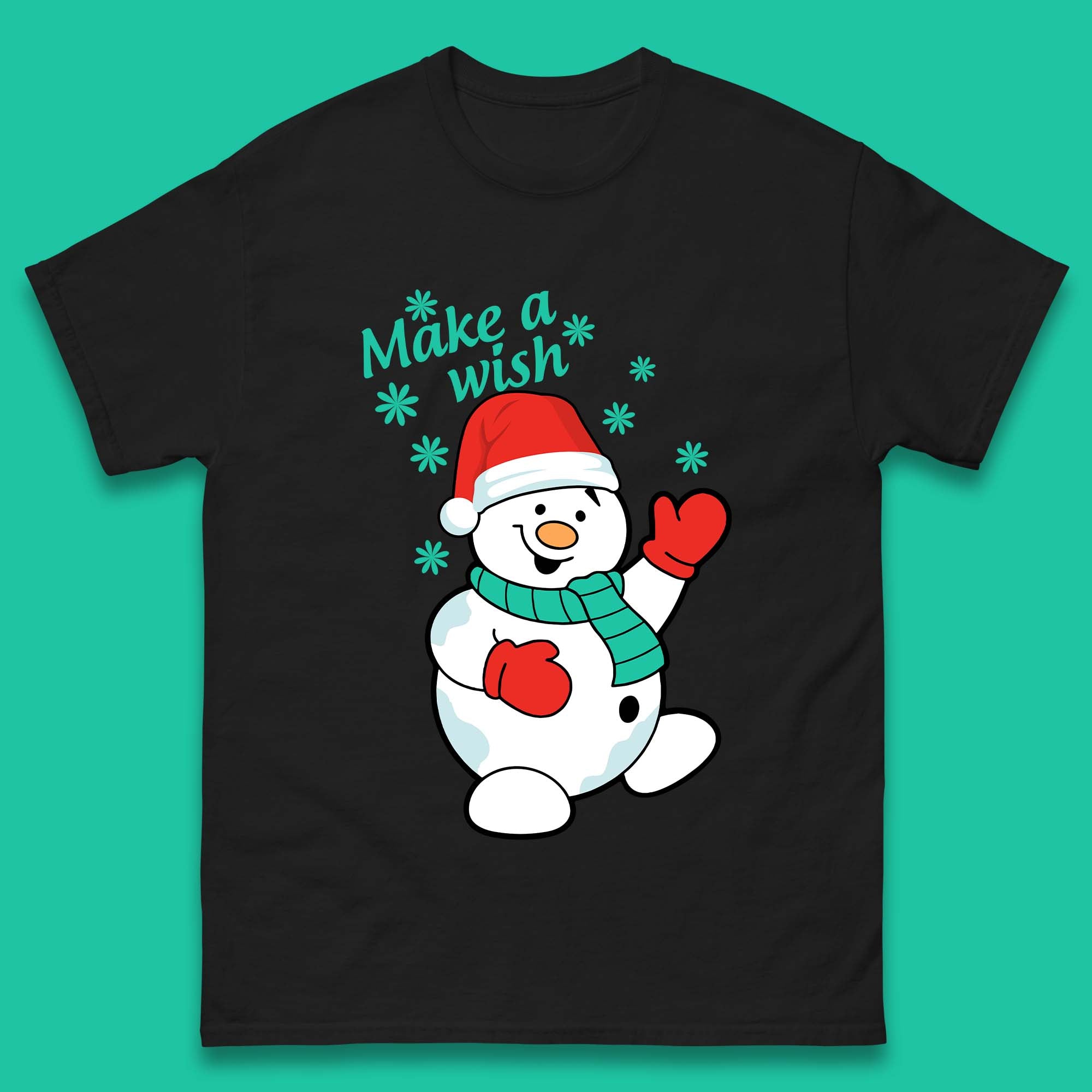 Make A Wish Snowman Christmas Mens T-Shirt Womens Tops Tees 2XL
