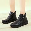 Modne zimowe botki ze skóry naturalnej Ręcznie robione Damskie buty na platformie Wygodne codzienne mokasyny Botki z zamkiem z boku Damskie buty