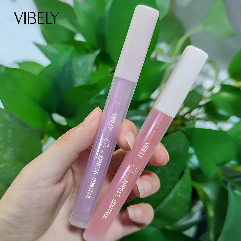 VIBELY Young Girl Fantasy Transparenter Spiegel Wässrige Lippenglasur Feiner Glitzer Perlmutt-Lipgloss Antihaft-Lipgloss-Grundierung