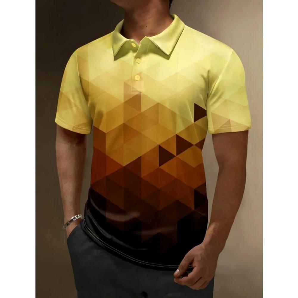 Kleurrijk Patroon Design Korte Mouw Polo Shirt Heren Mode Geprint Buiten Zomerkleding Comfortabel Polyester Vezel