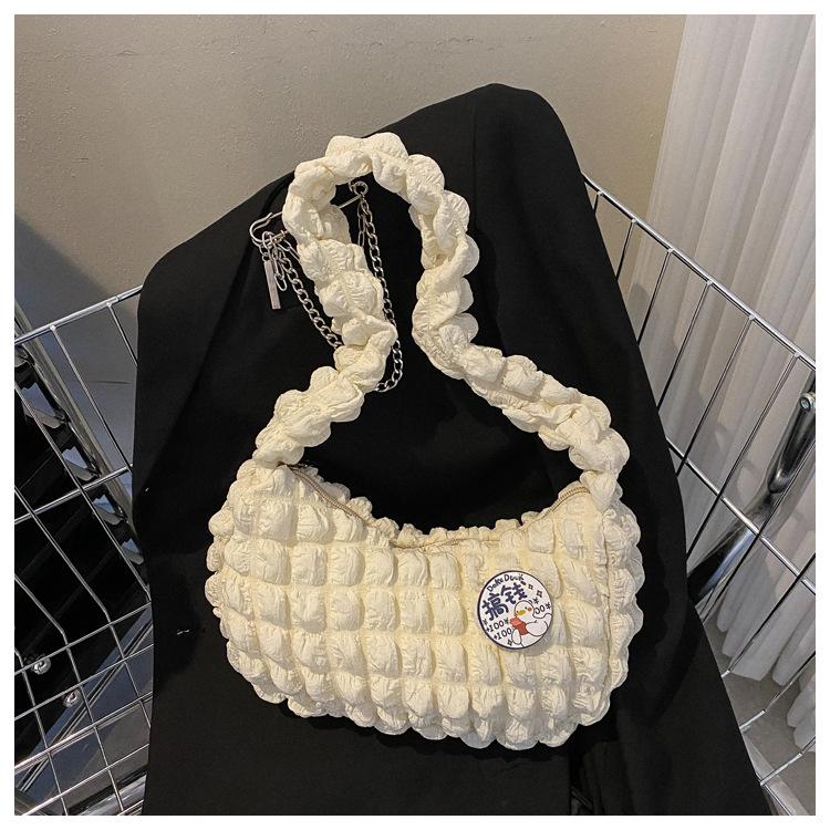 Pleated Cloud Underarm Bag Solid Shoulder Bag Commuter Pleated Bag Shopping Bag Girl Heart Backpack