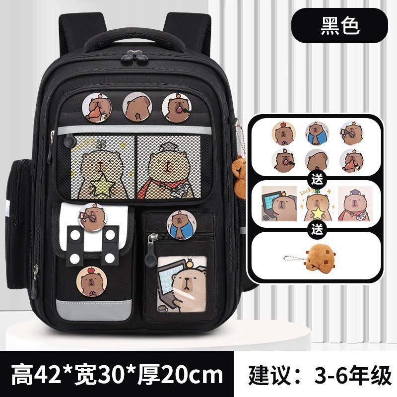 School Bag for Primary School Students, Grade 12 and 6 Girls, Cartoon Spine Protection and Burden Reduction, Backpack for Children Aged 12