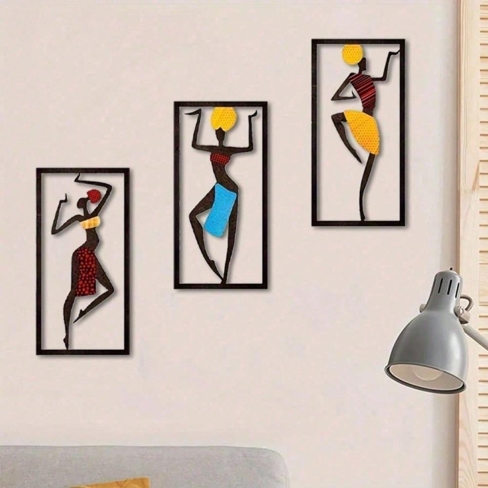 Bohemian Iron Dancer Wall Art Mid-Century Modern Metal Sculpture African Tribal Decor Living Room Bedroom Handmade
